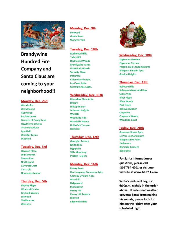 Santa Claus is Coming To Town Brandywine Hundred Fire Company